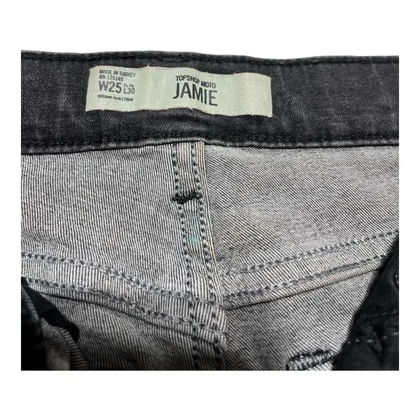TOPSHOP MOTO Jamie Black Distressed Skinny Jeans Womens Size W24 24” Waist L30 - Image 6