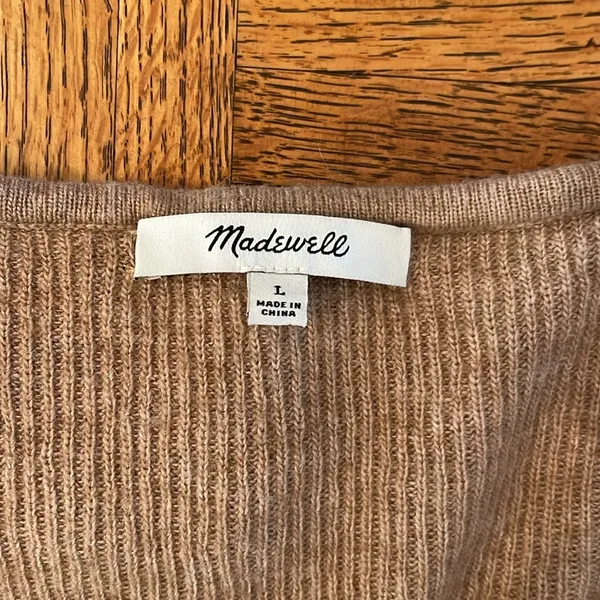 Madewell Ruffled Tan Sweater size large - Image 2
