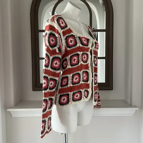 Lucky Brand Geo Crochet Cardigan Size L New w/Tag $149 - Image 6