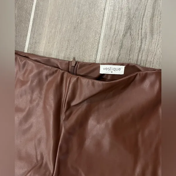 Vestique Brown Faux Leather Pants - Image 3