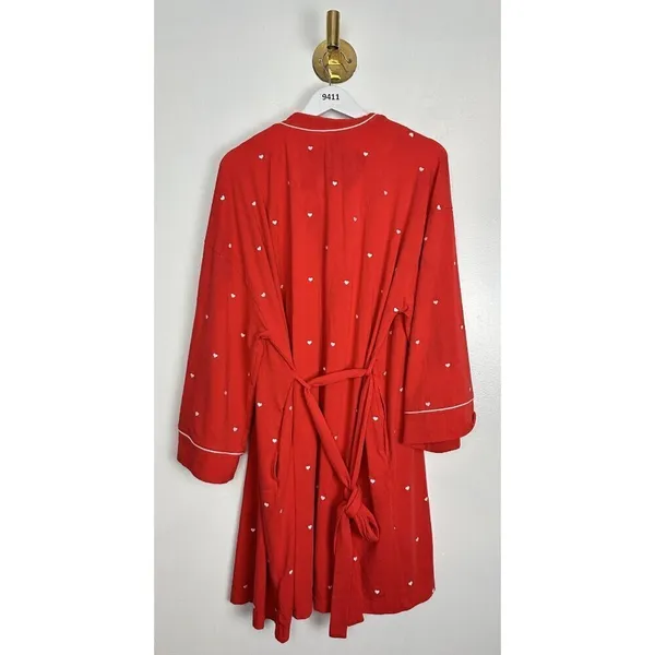 BEDHEAD Pajamas Heart Dot Stretch Organic Cotton Jersey Robe in Tiny Hearts L/XL - Image 9