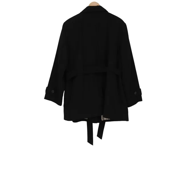 Notations Jacket Womens 2X Belted Trench Coat Black Button Front Excellent - Image 4
