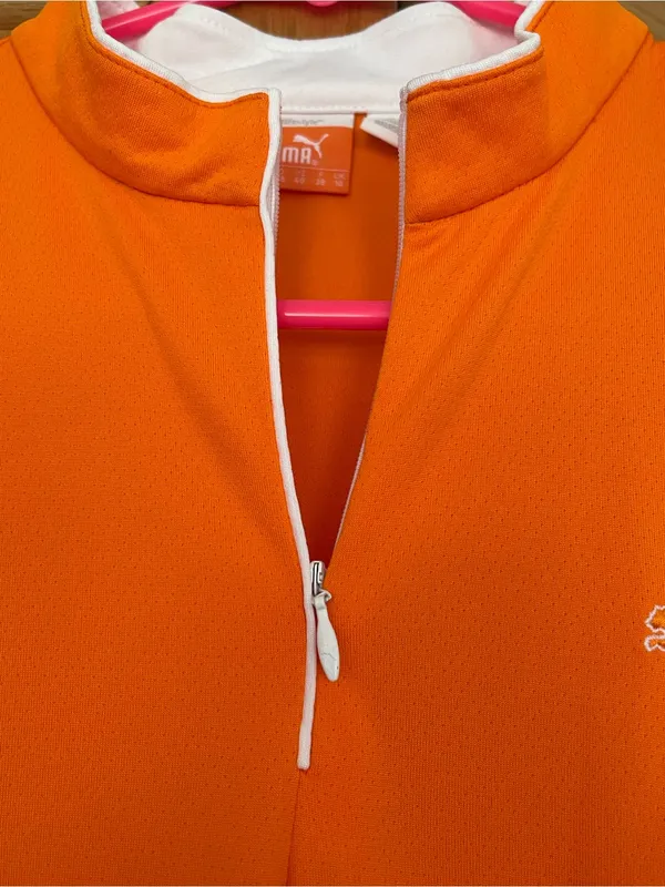 Puma Neon Orange Short Sleeve Zip-Up - Image 2