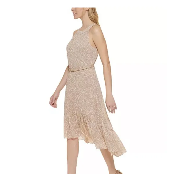 Tommy Hilfiger Womens Size 6 NEW High Low Tan Cream Flowy Halter Dress - Image 6