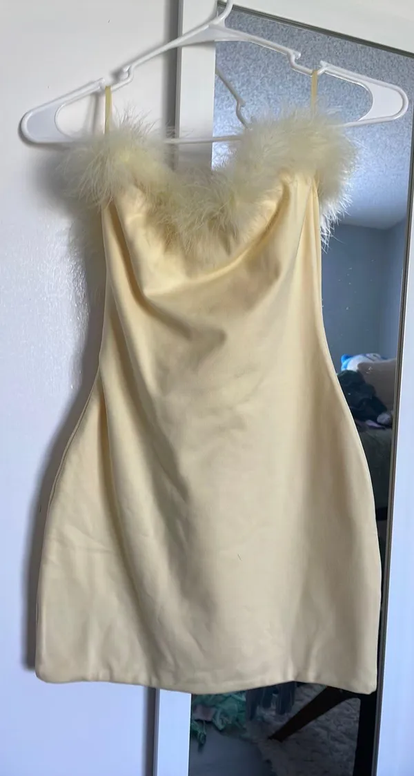 Tiger Mist Yellow Mini Dress - Image 3