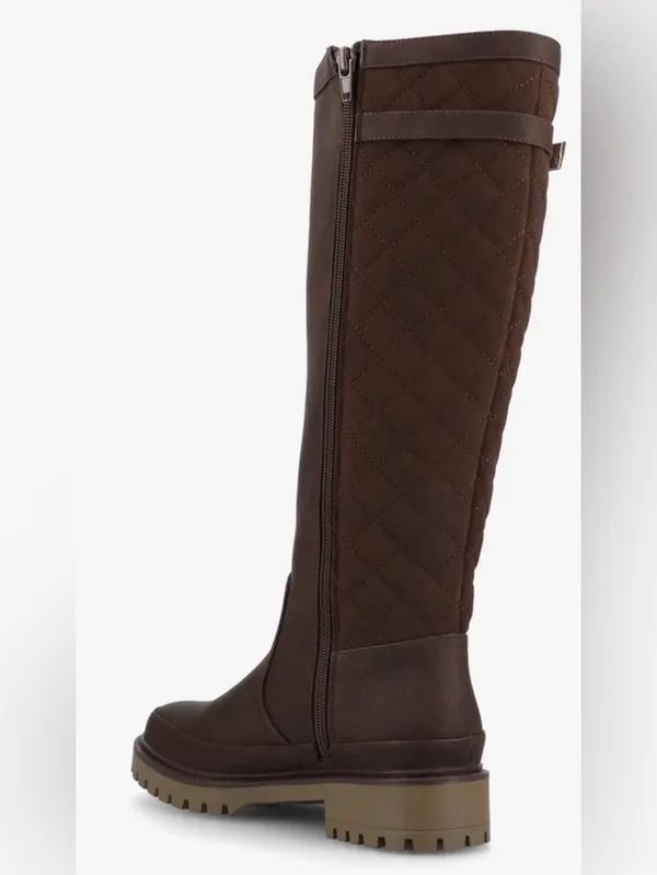 Zemmie Journee Collection Women's Tall Quilted Shaft Brown Riding Boots Size 6.5 - Image 6
