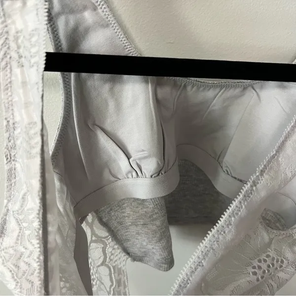 Aerie Lace Waffle Longline Bralette in Light Gray Size S New with Tags - Image 11