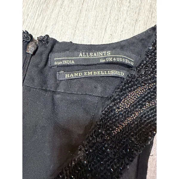 AllSaints Shia Y2K Style Hand Embellished Beaded Sequin Animal Print Mini Dress0 - Image 6