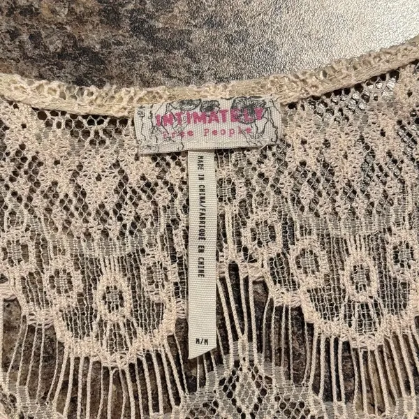 Free People Peek A Boo Slip Dress Lace Sheer M Boho Coquette Fairycore Romantic - Image 3