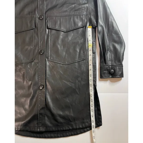 ZARA long Black Leather Jacket S - Image 9
