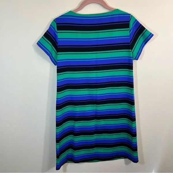 ✨ Amanda Uprichard Women’s Purple‎ Green Black Striped Shirt Dress P - Image 6