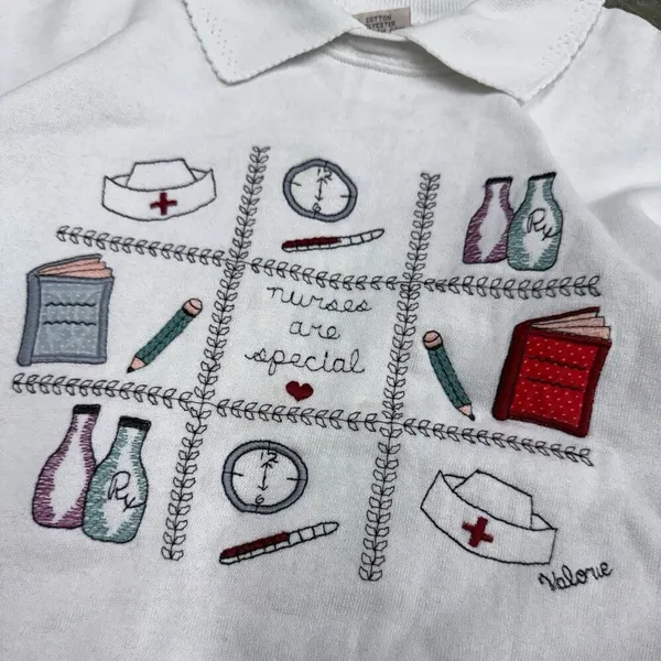 Vintage y2k grandma granny Nurse collared sweatshirt - Image 2
