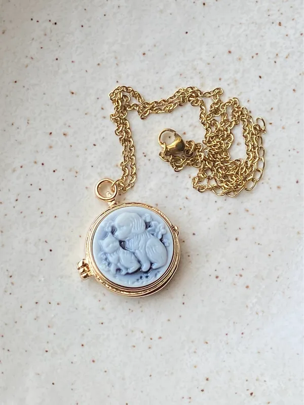 Handmade cute cat & dog antique boho retro vintage style necklace🐈🦮💙 - Image 4