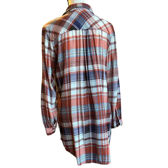 Entro‎ Orange Plaid Button Down Shirt Sz M - Image 3