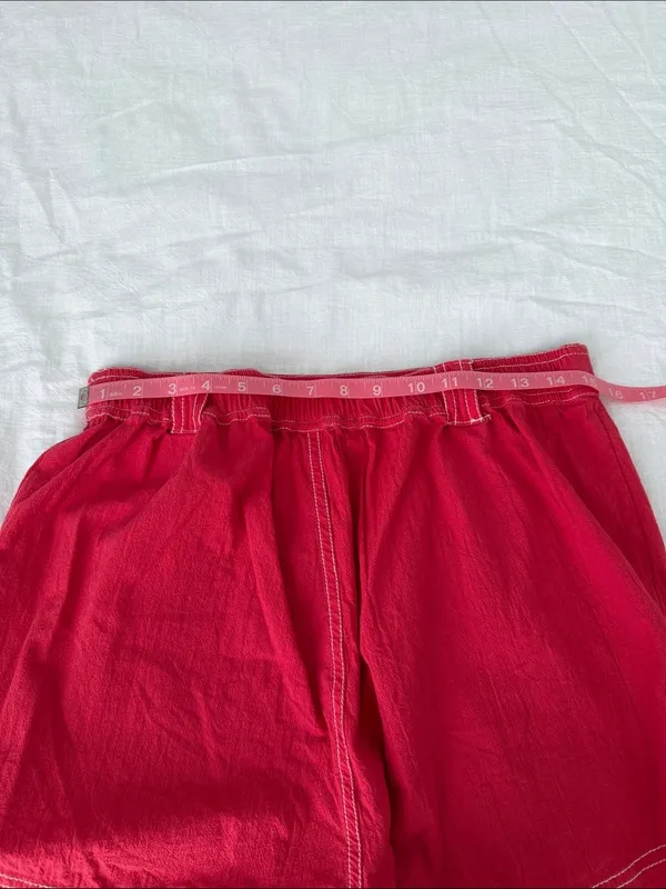 Free People Washed Tomato Red Utility Shorts Coastal Euro Summer - Image 8