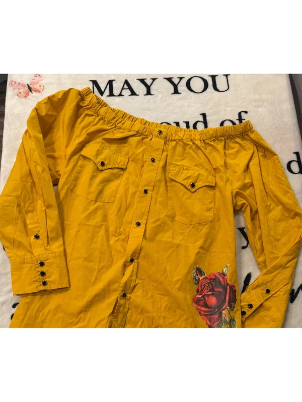 Rodeo Quincy Western-style blouse with an off-the-shoulder design; Size 2XL - Image 2