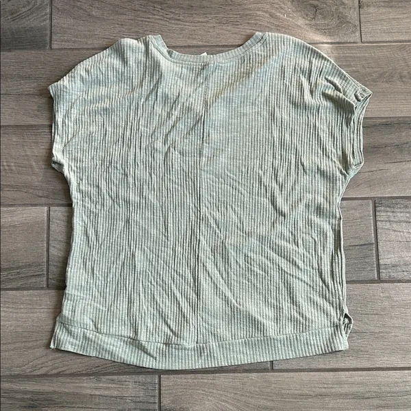 Hayden V-Neck Ribbed Tee - Light Green - Image 5