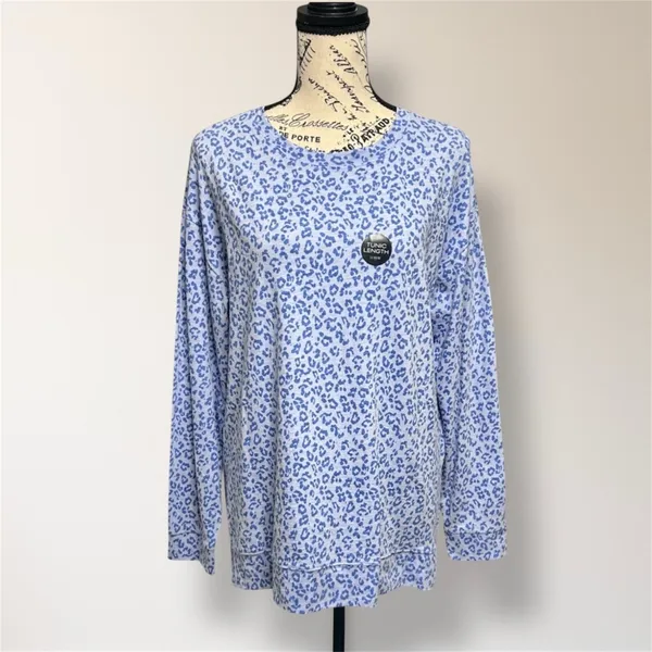 J. Crew M Blue Leopard Print Tunic Cotton‎ Long Sleeve Casual Animal Top NWT - Image 2