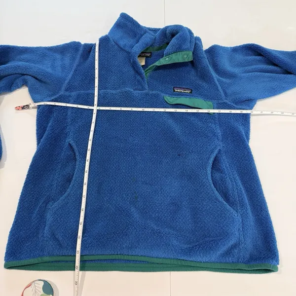 Patagonia Blue Re-Tool Snap-T Pullover Pockets Fuzzy Jacket Women's SMALL - Image 6