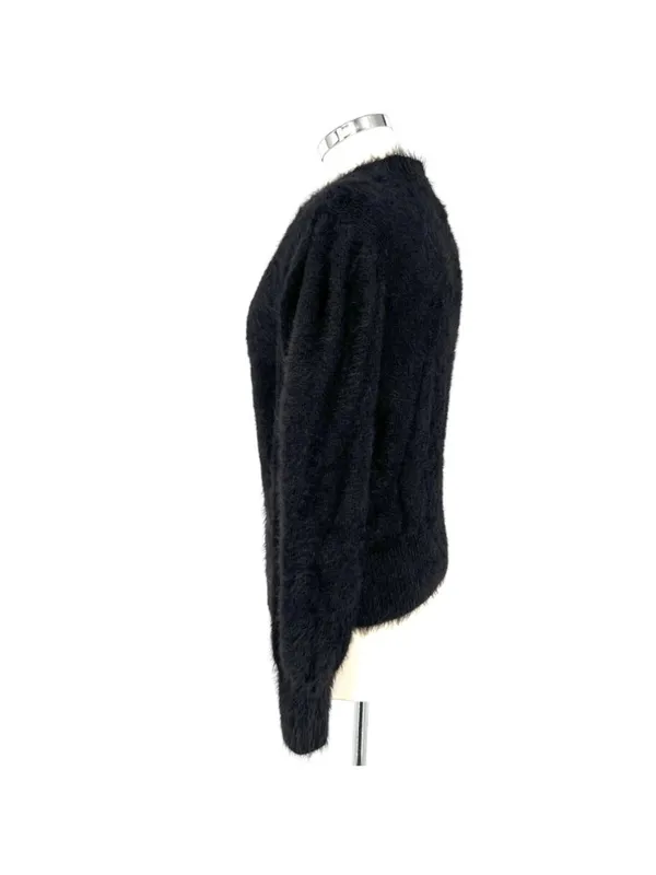 French Connection Fuzzy Cozy Cardigan Sweater Black Size Medium - Image 6
