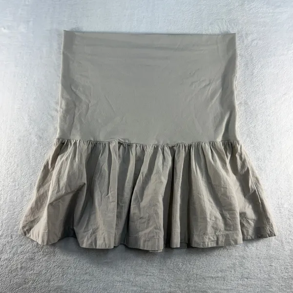Free People‎ Large Milos Drop Waist Mini Skirt Pumice Stone Beige Fold Over NEW - Image 6
