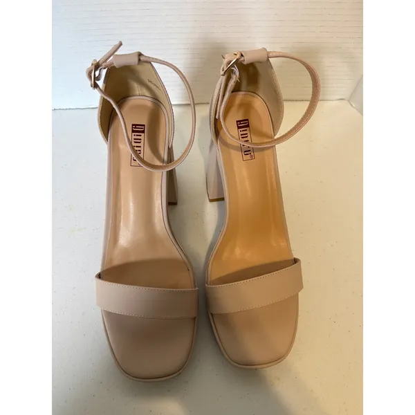 IDIFU Nude Platform Block‎ Heel Sandals Ankle Strap Open Toe Chunky Heels - Image 8