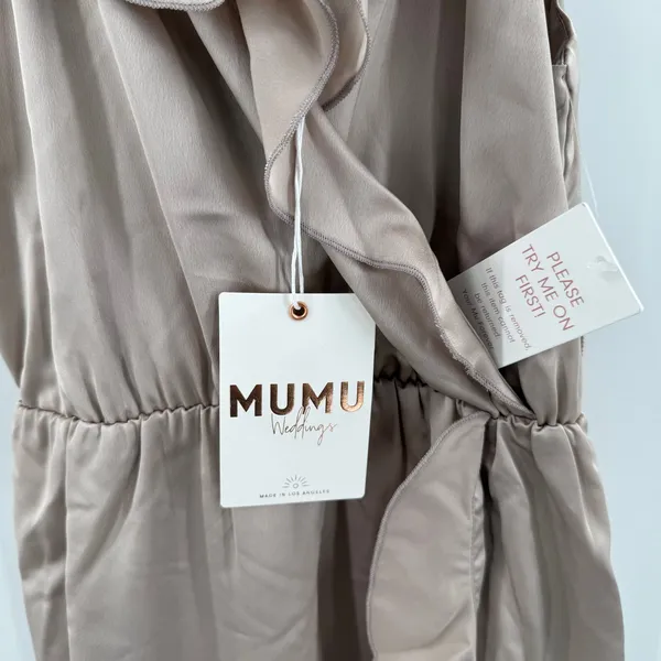 Show Me Your Mumu Dress Extra Small Samantha Ruffle NWT Show Me The Ring Satin - Image 8