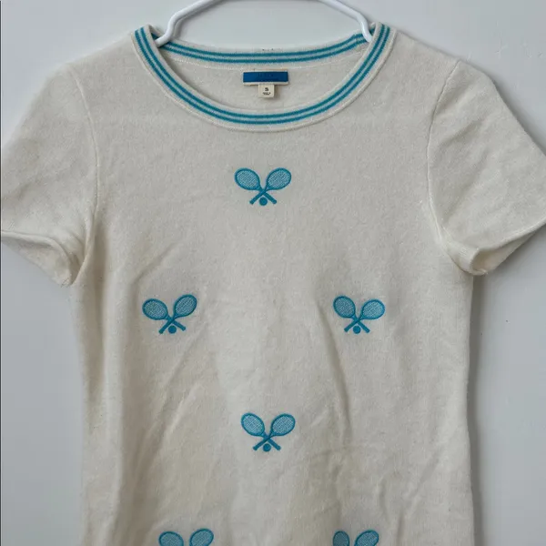 J.Crew 100% Cashmere Embroidered Tennis Top Size: S - Image 2