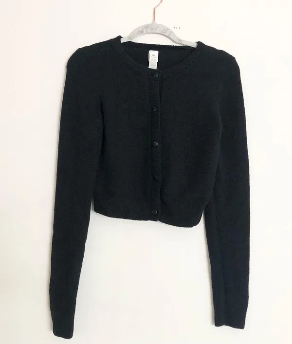 Alo Yoga Snuggle Up Sweater Cropped Cardigan Black XS - Image 5