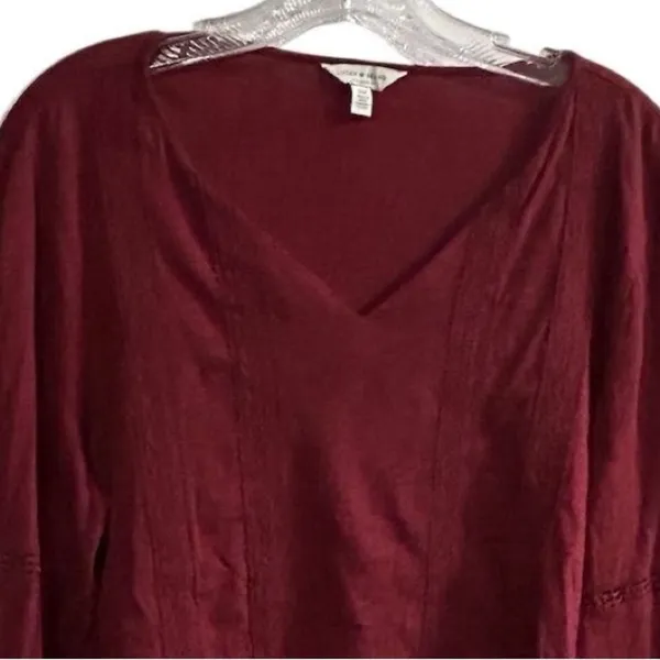 Lucky Brand‎ Women's V-Neck Long Sleeve Blouse Red Size S Casual - Image 2