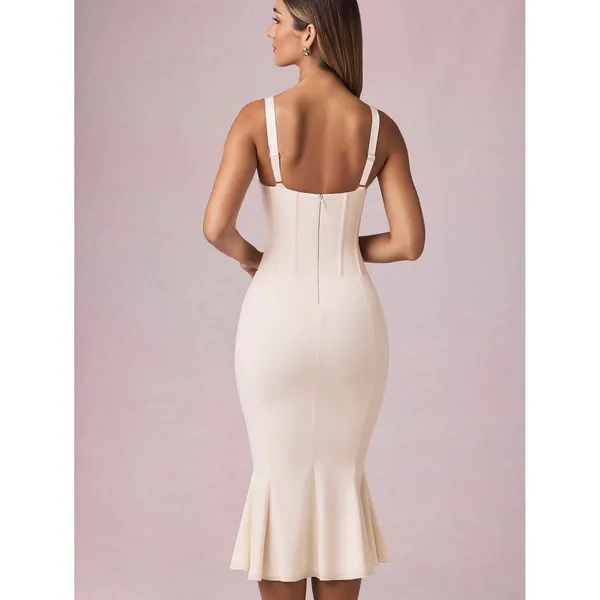 NWT Oh Polly Valentina Ivory Corset‎ Fishtail Midaxi Dress Size US 2 - Image 6