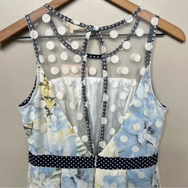 RYU Anthropologie Tulle Fit and Flare Floral Dress Mesh Polka Dot Overlay NWT - Image 6