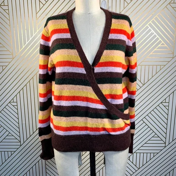 Madewell Wrap-Front Pullover‎ Sweater in Stripe - Image 3