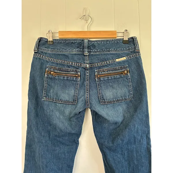 Y2K Abercrombie & Fitch Vintage Low Rise Flare Zipper Pocket Jeans Blue Size 4 - Image 3