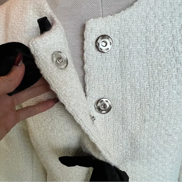 Avec Les Filles Ivory Cream Black Bow Cardigan Blazer NWT - Image 10