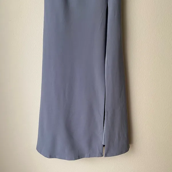 Lulus Off The Shoulder‎ Maxi Dress Slate Blue Flowy Slit sz S Formal NWT - Image 5