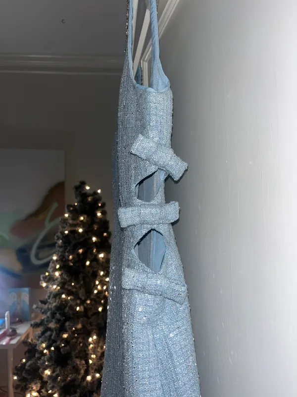 Miss Rossier Blue Tweed Dress - Image 3