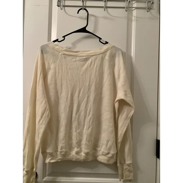 Virginia Tech Hokies Women's Juniors Thermal Waffle Knit Shirt Top Size M Beige - Image 11