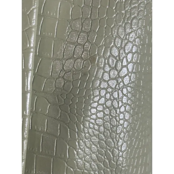 UNAULB Sage Green Crocodile Embossed Faux Leather Trench Coat Jacket Oversized - Image 4