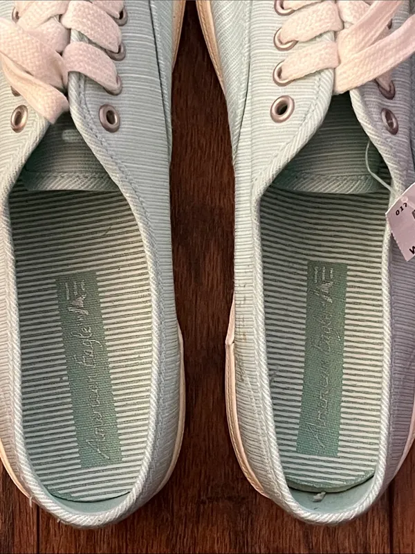 American Eagle Light Blue Canvas Lace-Up Sneakers - Image 8