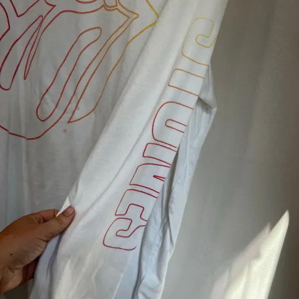 Tailgate Rolling Stones Graphic Long Sleeve Tee Size L White‎ Band Shirt - Image 4