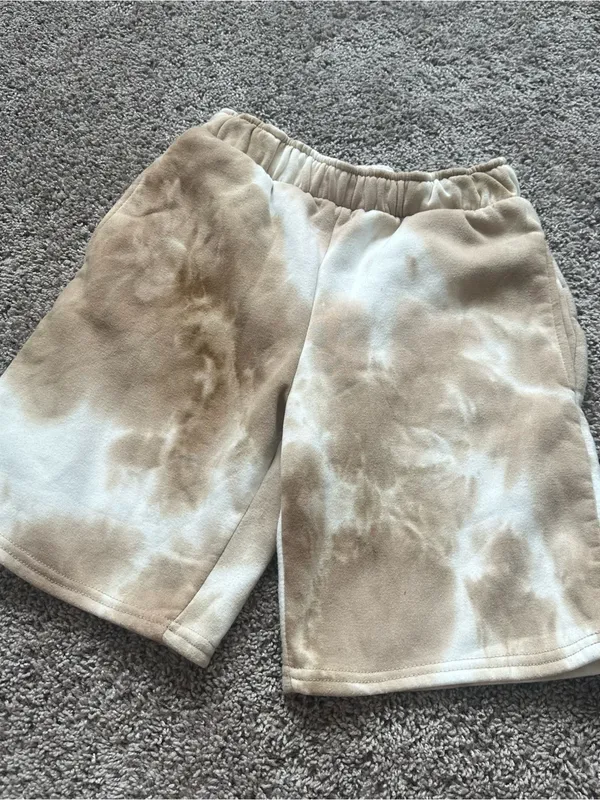 refuge Tie-Dye Athletic Shorts in Cream and Tan - Image 2