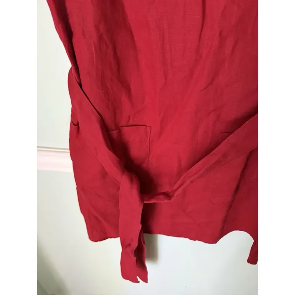 Reformation‎ Sommer Belted Linen Mini Dress M Red Shift Sleeveless - Image 7