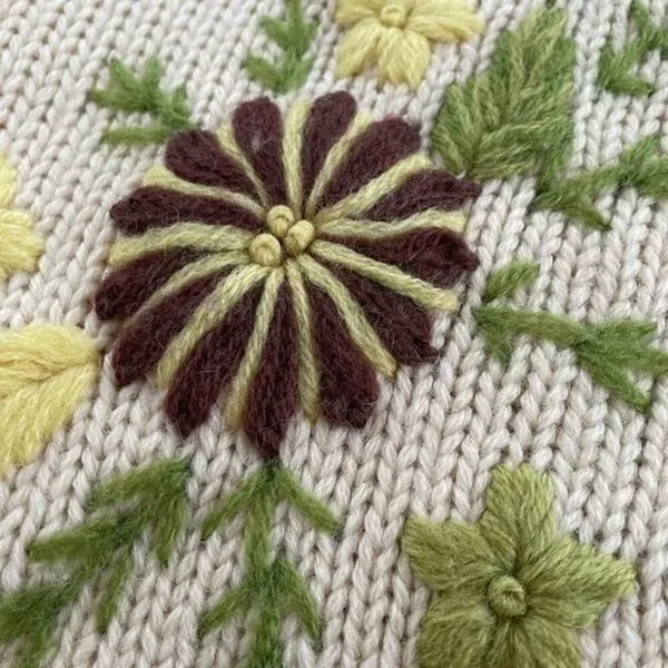 Vintage 50s Hand Fashioned Hand Loomed 100% Virgin Wool Button Cardigan M - Image 2