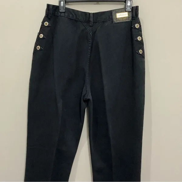 Vintage Lawman Black Jeans Sz 13/14 Western High Rise Relaxed Fit Cowgirl - Image 9