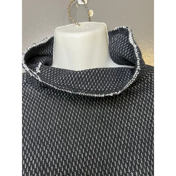Out From Under Sweater Womens Medium Black Open Knit Turtleneck Cropped Pullover - Image 6