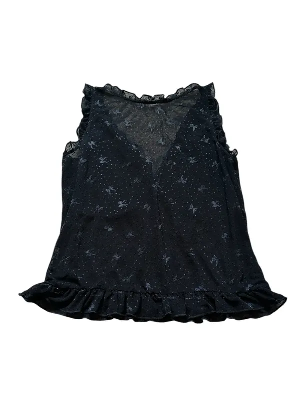 Black Mesh Lace Babydoll Top Bows Ruffles Dark Romantic Fairy Grunge Y2K - Image 5