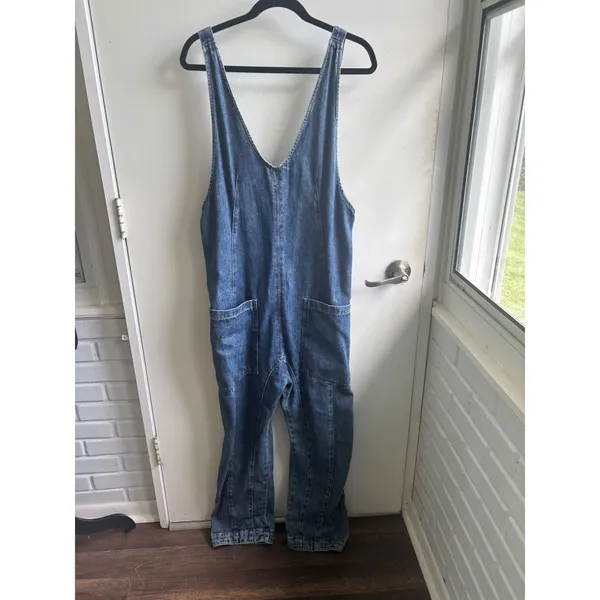 We The Free Free People High Roller Denim‎ Jumpsuit small boho Oversized layered - Image 2