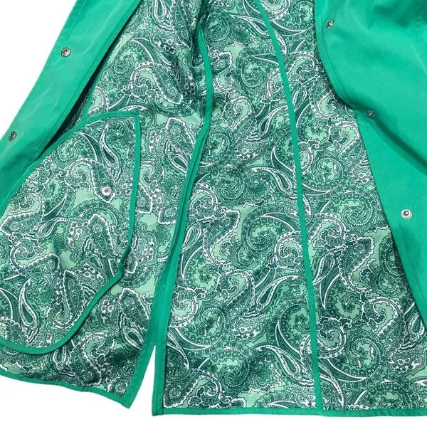 Dennis Basso Women's Sz XXS Water Resistant Button‎ Front Jacket Green Paisley - Image 3
