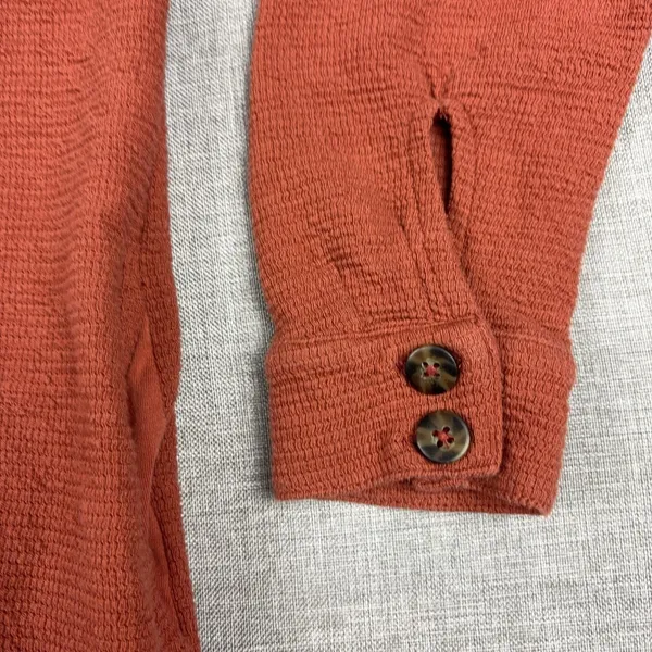 Madewell Cardigan Sweater Womens Small Orange Collared Waffle Knit Button Front - Image 2